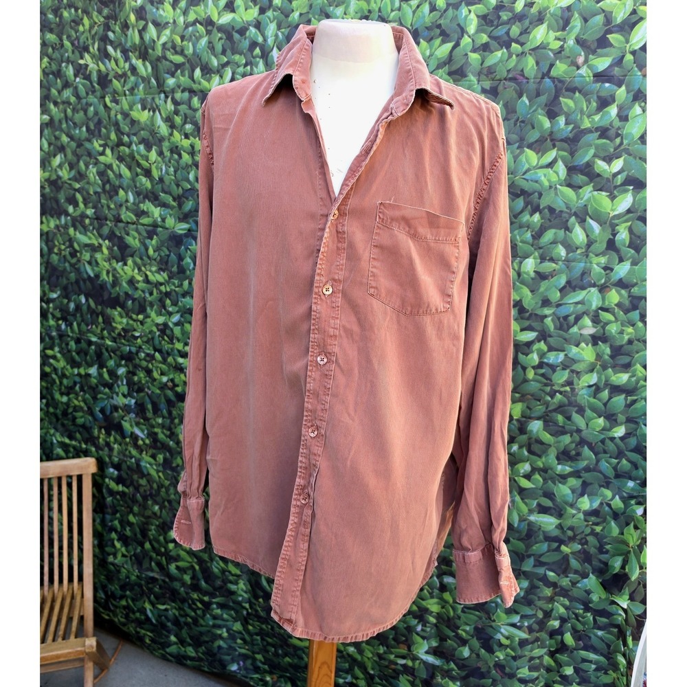 Indigo Palms Tommy Bahama Corduroy Button Up Shirt Men's Large Brown Long Sleeve